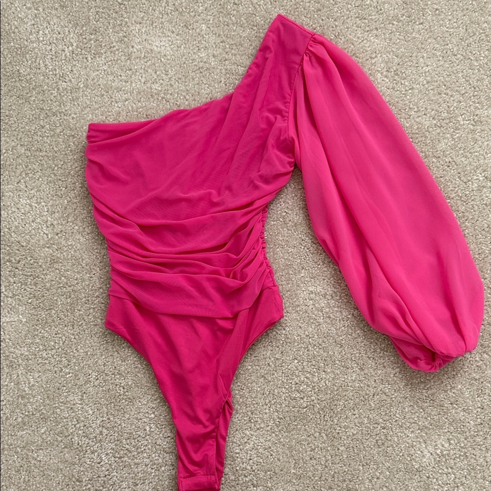 Pink One Shoulder Bodysuit